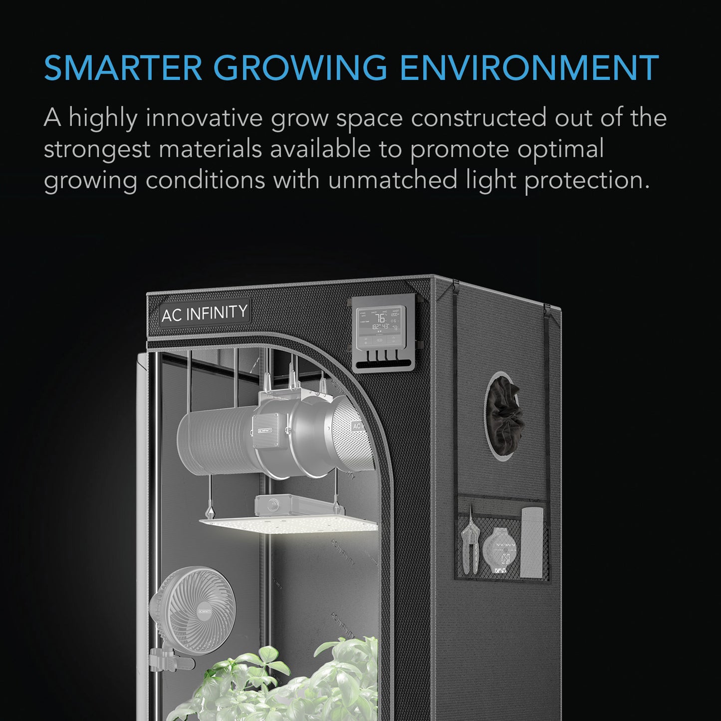CLOUDLAB 422 Advanced Indoor Grow Tent with 2000D Canvas, Steel Frame, and Light-Proof Design for Year-Round Plant Cultivation, 24” x 24” x 48